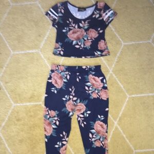 Two piece flower jogger set